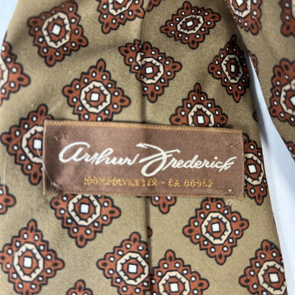 Arthur Frederick Mens Tie 4.25 in W x L56 in  Prob polyester Brown Tan